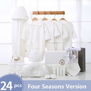 Wholesale 100% Cotton Boutique Baby Clothing Set Baby Clothes for Newborn with Gift Box (24PCS/SET)
