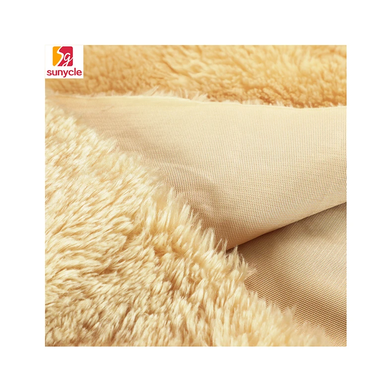 Wholesale 100% Polyester Long Pile Faux Fur upholstery hometextile fabric single printed pv fleece fabric