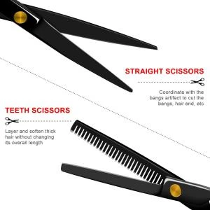 Wholesale Cheap Professional Haircut Thinning Cut Set Kit with Hairdressing Black Hair Cutting Scissor for Barber Salon Home