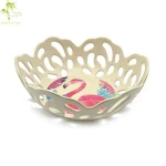 Wholesale Eco-friendly and biodegradable bamboo fiber hollow fruit vegetable basket filter water fruit tray dinner set plates