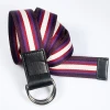 Wholesale Fashion Women Belt Double Loop Cotton Tape Colorful stripe PU Fabric Belt