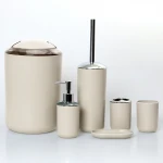 Wholesale good quality 6 pieces Bathroom Accessory Household hotel shower Plastic Bath room Set