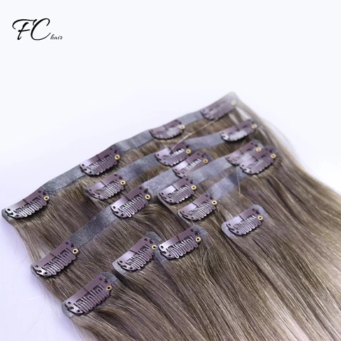 Wholesale Highlight Brazilian Single Human Drawn Remy Hair Extention Customized Remy Clip In Piano Hair