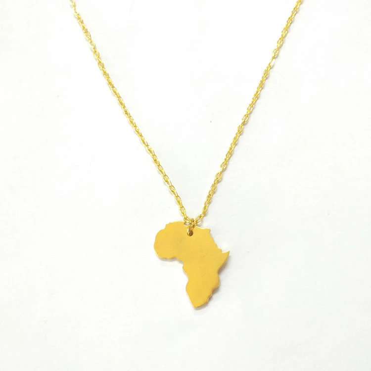 Wholesale Map of Africa Gold Plated Necklace Stainless Steel Necklace for Women