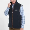 Wholesale mens classic fit coats logo embroidered zip-up high-neck vest mens fleece vest with hidden pockets