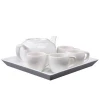 Wholesale modern custom white porcelain tea set with teapot and tray for home office restaurant