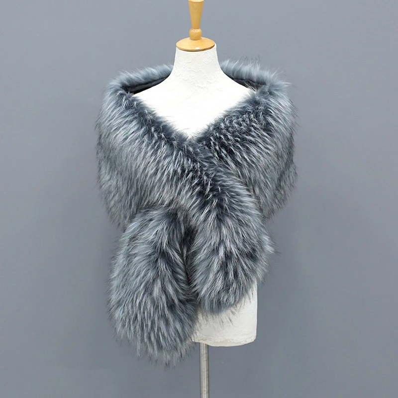 Wholesale New Faux Velvet Scarves Fur Luxury Ladeis Scarf Fashion Womens Fluffy Collar Warm Fur Cape Shawls For Women