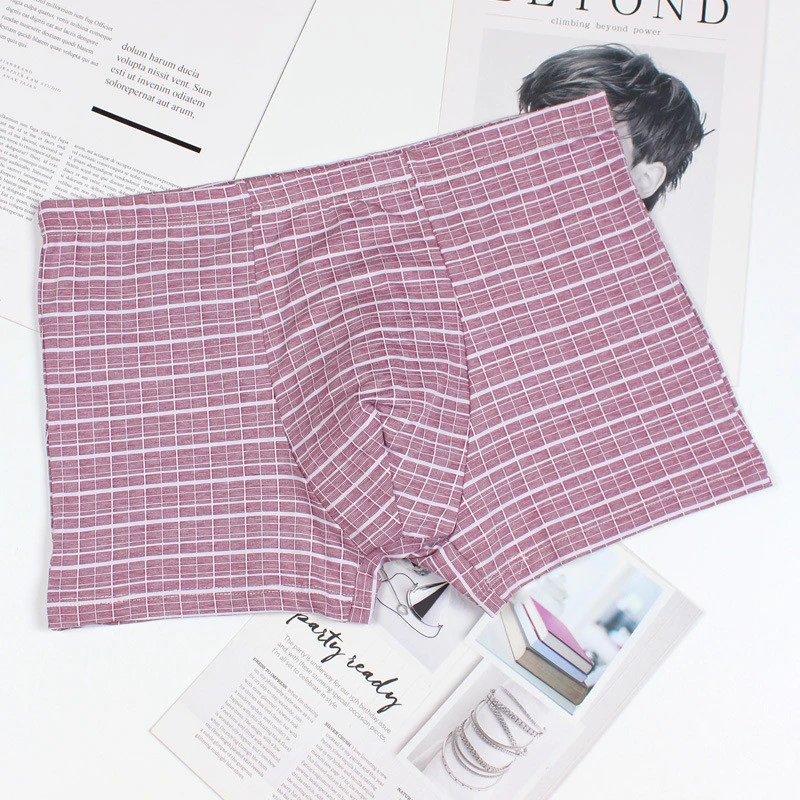 Wholesale Organic Cotton Boxer Shorts Striped Plus Size Underwear Men Boxer Briefs
