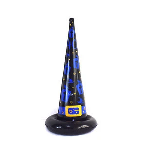 Wholesale single high quality PVC holiday halloween party toss game inflatable witch hat with 4 rings