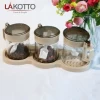 Wholesale transparent glass salt pot condiment bottle spice storage box/pot/jar/box with spoon set