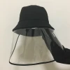 wholesales cheap new fashion fisherman hat with face shield for women bucket hat with shield black