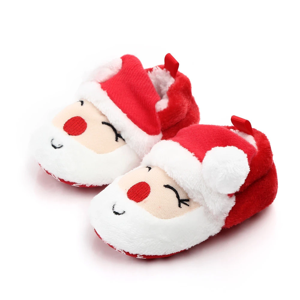 Winter Cute Fashion Christmas Santa shoes Cotton Fleece baby Warm cotton winter Slippers for kids