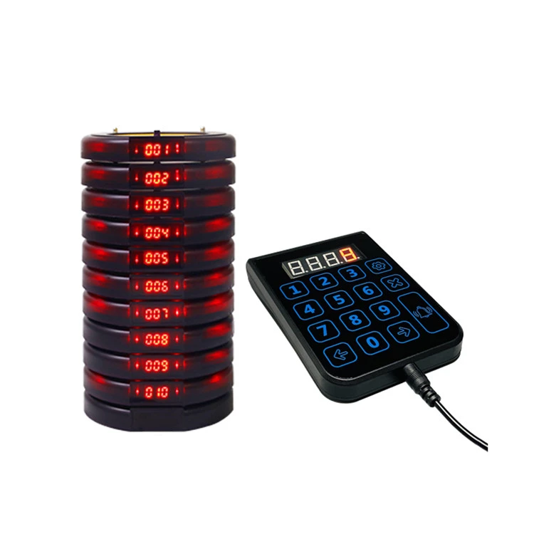 Wireless Calling System Restaurant Paging System 1 set including: 1pcs transmitter,1pcs charging base and 10pcs pagers