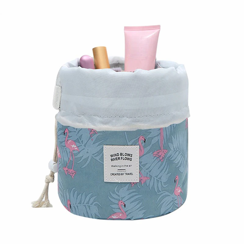 Women Lazy Drawstring Cosmetic Bag Round Travel Makeup Bag Nylon Organizer Make Up Case Storage Pouch Toiletry Beauty Kit new