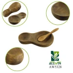Wooden bowl dish,salt and sugar container for two hole dish