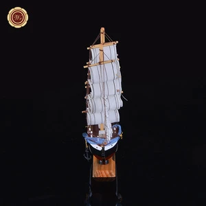 WR Collectible Wooden Model Ship Retro Sailing Boat Boat Toy Home Decor Nautical Gift 24*7*24cm