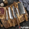 XITUO Kitchen Knives Set Damascus Steel Wooden Handles With Wooden Handles 5 Pcs Meat Cutting  Cleaver