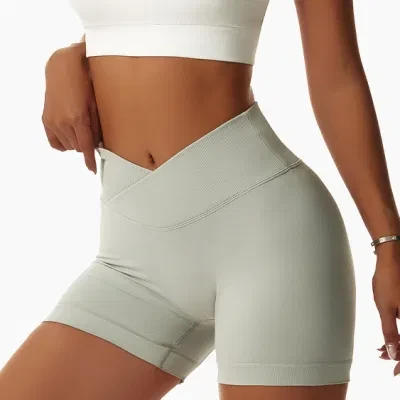 XXL Peach Buttock Lifting Yoga Gym Wear Elastic Cross High-Waisted Running Active Fitness Shorts Tight Seamless Nude Feeling Sports Workout Shorts for Women