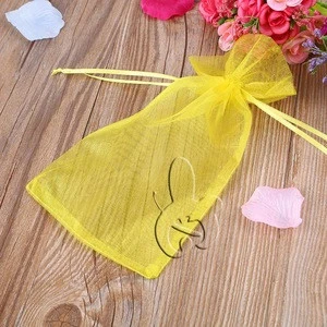 yellow organza bags wholesale/custom sizes drawstring bags for sachets material, sugar