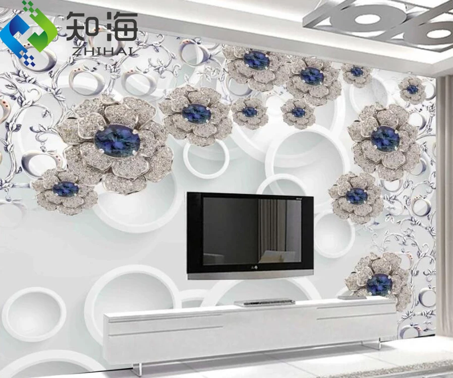 ZHIHAI flower uv print background household waterproof fireproof diamond art 16d embossed modern 3d wallpaper