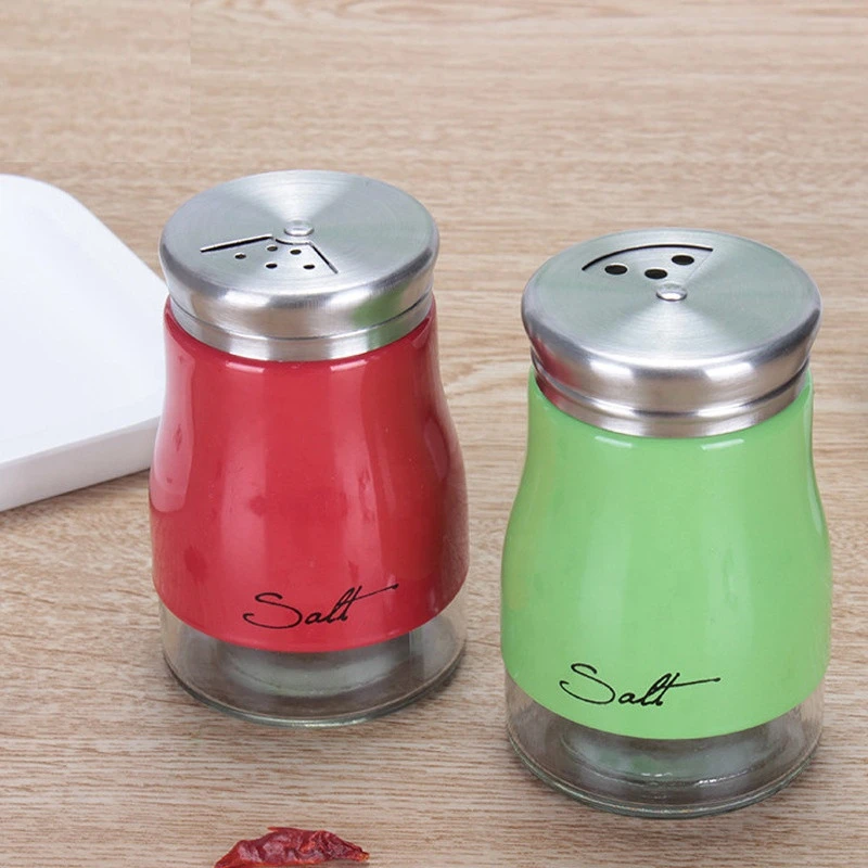 ZIXU Stainless Steel & Glass Salt Pepper Shaker  With 3 Adjustable Pour Holes