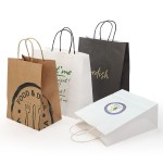 Custom Recycled Printed Promotional Art Shopping Gift Brown / White Kraft Paper Bags with Twisted Handle