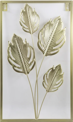 Golden metal wall hanging plant art wall decoration for indoor residential bedrooms and living rooms033-212065