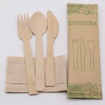 Bamboo Plastic Cutlery Handle 170 Mm Bamboo Knife Fork Spoon Cutlery Set