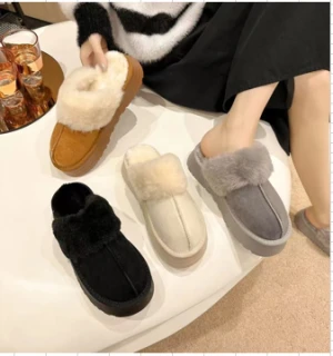 Thick Platform Thick-Soled Toe Furry Shoes for Women