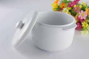 0.54L plain white lid soup tureen set with cover oven chef round serving bowl ceramic cookware casserole dish