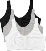 Women Front Hook Closure Wire Free Cotton Comfort Bra U Neck Wide Shoulder Straps Post Surgery Everyday Sleep Sports Bra