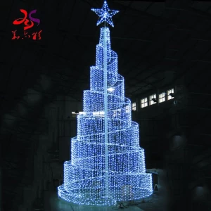 Multi Color 3D Outdoor Lighting Glitter Decoration Giant LED Christmas Tree Motif Light