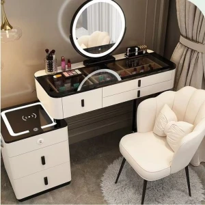 Smart Dressing Table with LED Mirror and Storage Cabinet