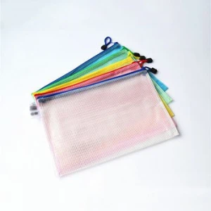 New hot on-line school office grid pvc plastic file zipper bag