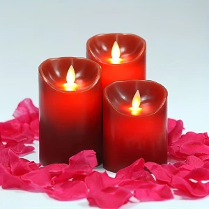 Wholesale 3pcs Red LED Flameless Pillar Candles with Remote Control