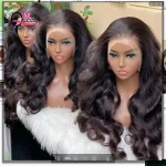 24inch 13*4 frontal transparent lace body wave hair wig   320grams