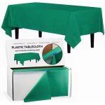 Green Plastic Disposable Table Cloths Rolls Rectangle with Built-in Cutter Plastic 54x108 Inches Perfect for Any Occasi