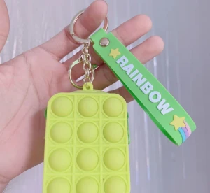 Women Mini Push Bubble Coin Bag Autism Sensory Simple Wallet Keychain Stress Relief Silicone Fidget Coin Purse