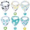 100% Organic Cotton 6-Pack Absorbent And Soft Unisex Baby Bandana Drool Bibs And Teething Toys