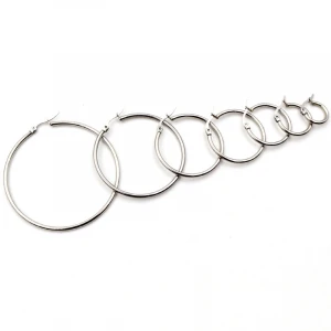 10pcs 15-55mm Stainless Steel Earrings Loop Hoops Open Earring Hooks Base Ear Ring Circle Diy Jewelry Findings Accessories