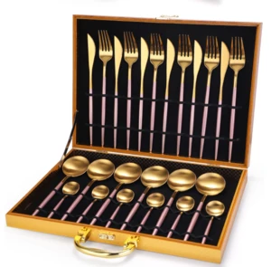 12/16/24/36pcs cutlery wooden box set for stainless steel royal flatware as gift