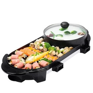 1350W 220V Multifunctional Electric BBQ Grill Non Stick Plate Barbecue Pan Hot Pot Dinner Party Picnic Skillet Maker 2-8 People