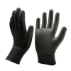 13G Polyester  Black PU Finger Coated Custom Work Hand Gloves
