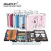 143PCS Aluminum box stationery set for Kids pencil crayon watercolor painting brushes children professional art set for gift