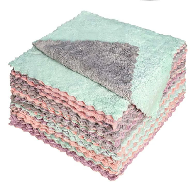 16*27cm Kitchen dish towel double-sided thickening absorbent dish towel household cleaning cloth absorbent oil towel