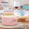 18cm ceramic milk pot cookware set with soft rubber wrap handle
