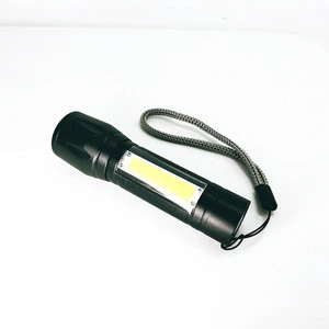 2 way LED COB Flashlight Torches Camping USB Rechargeable Lighting Portable Flash light Lamp 4 Modes Zoom Mini Work Light