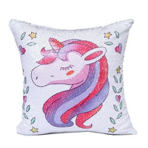 2018 Hot Sale New Design Cartoon Unicorn Mermaid Magic Reversible Flip Sequin Unicorn Pillow Case