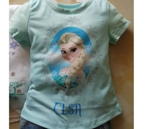 2018 Summer Lovely Frozen T shirt+ Jeans Shorts Baby Girl 3Pcs Clothing Sets