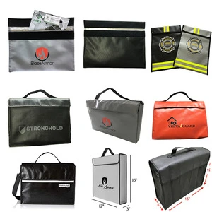2019 15x11 silicone coated waterproof and fireproof fiberglass document bag with pocket and zip for money